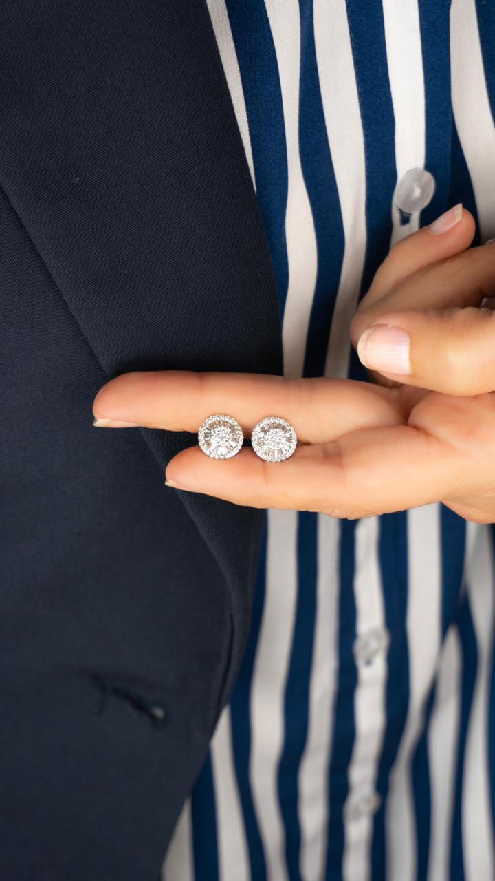 Aretes Halo Baguettes