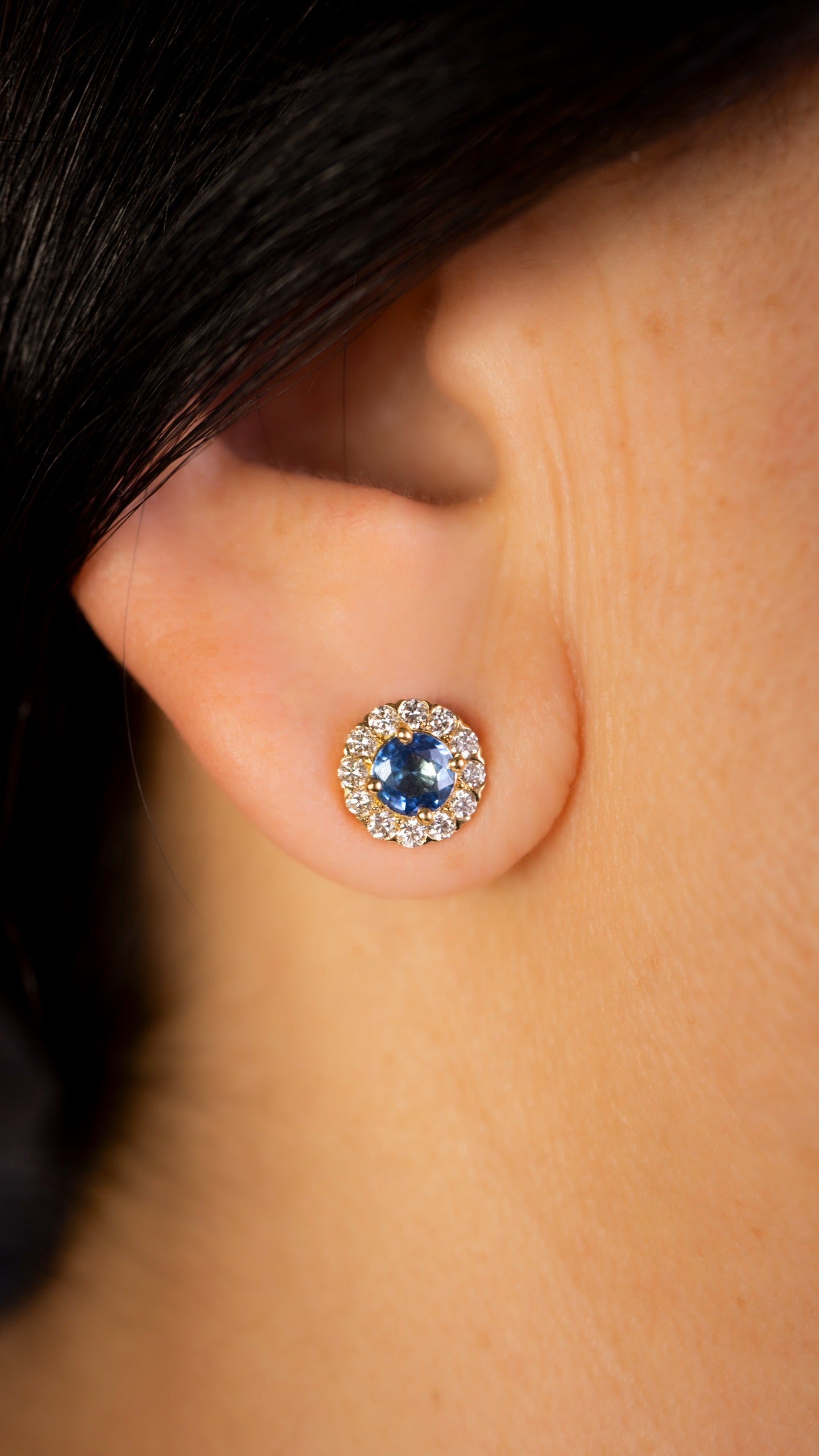 Aretes Halo de Zafiros