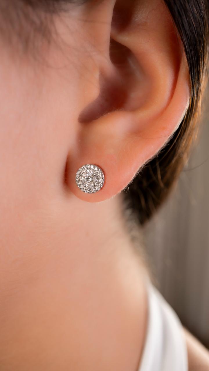 Aretes doble Hallo de diamantes