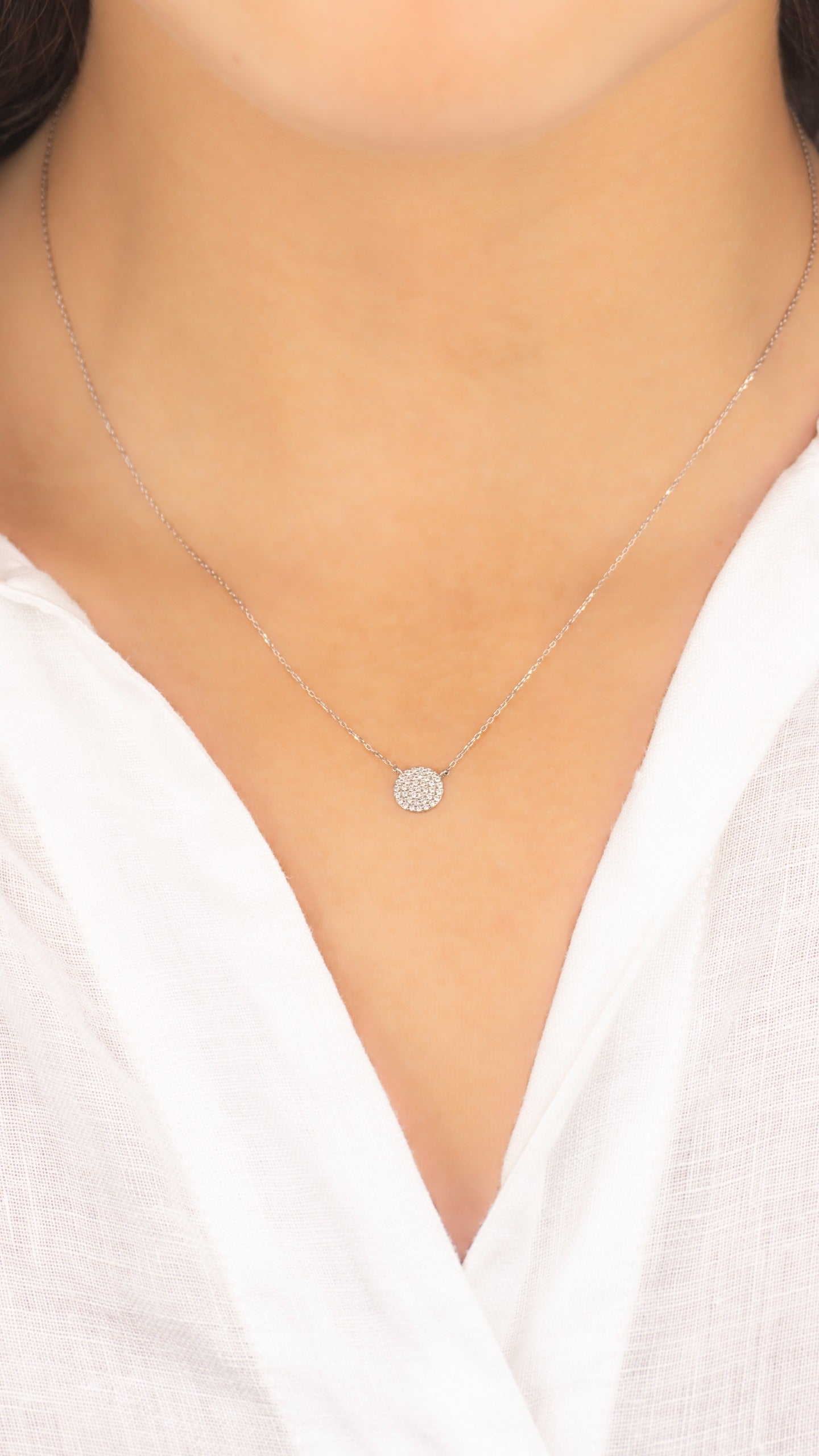 Collar Círculo Plano Oro Blanco