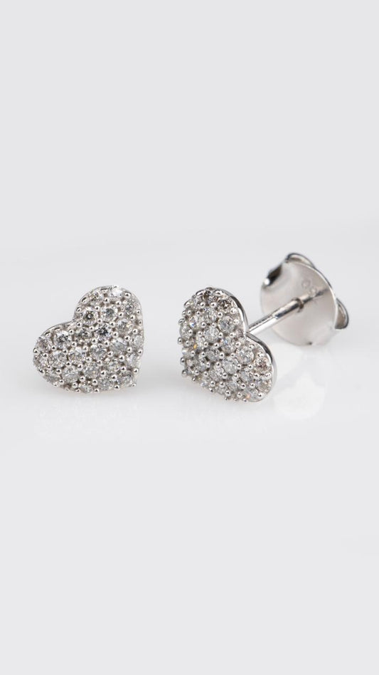 Aretes de Corazón de Diamantes Pequeños