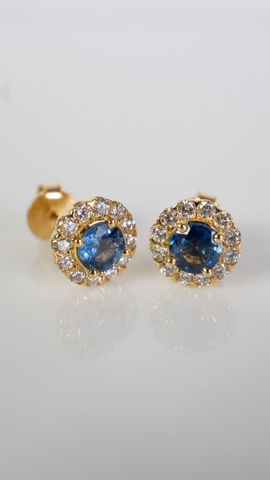 Aretes Halo de Zafiros