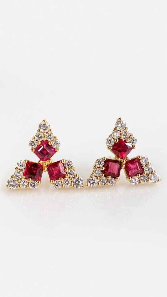 Aretes Orquídea Rubí