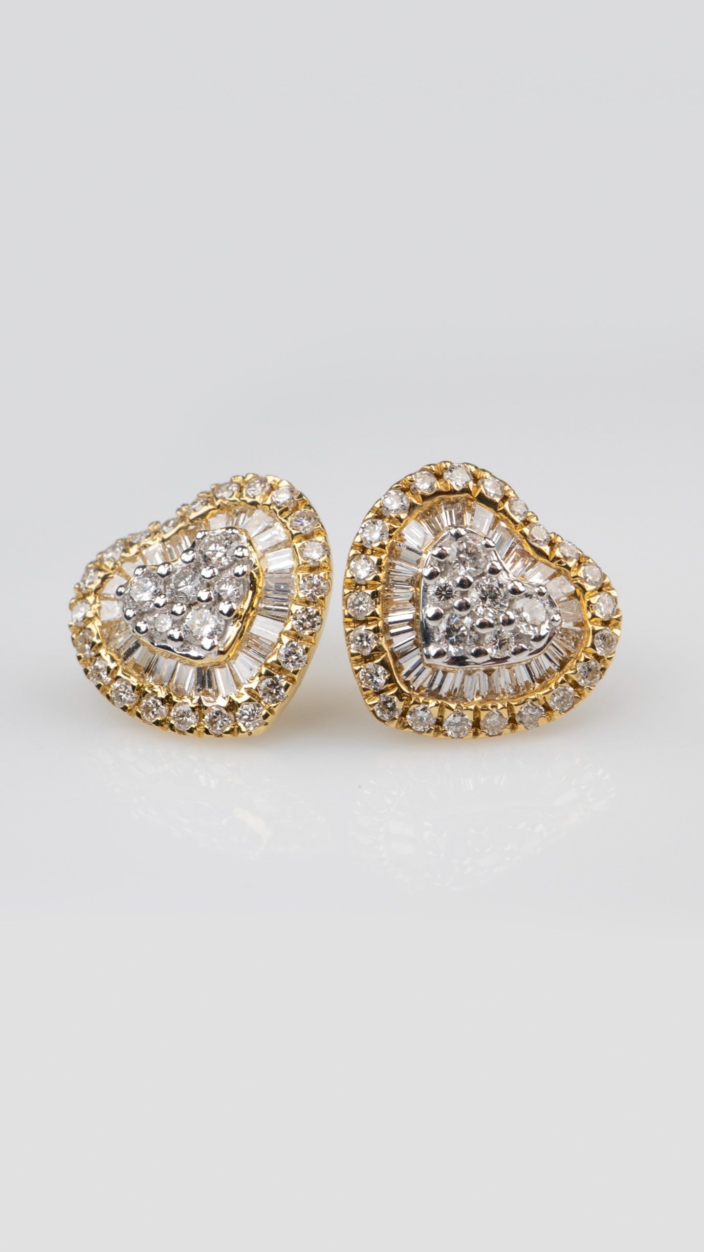 Aretes Corazón Diamantes Baguettes