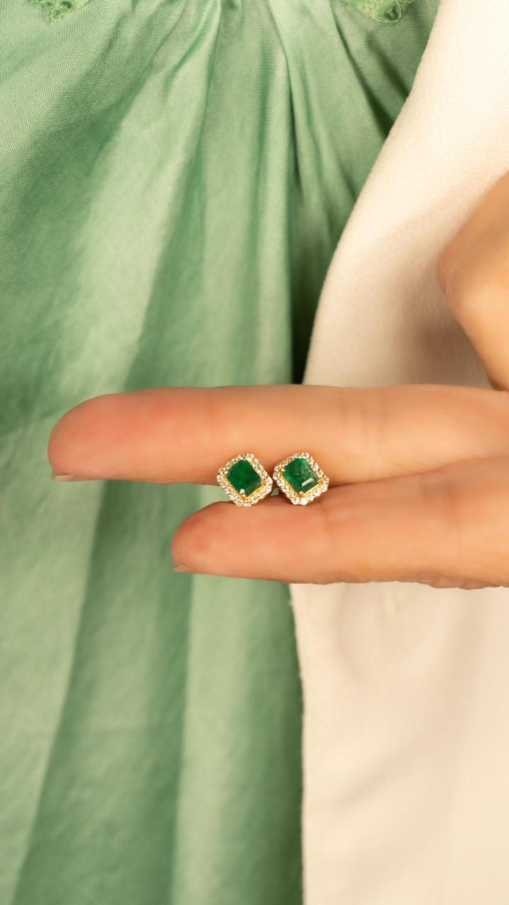 Aretes Esmeralda con Diamantes