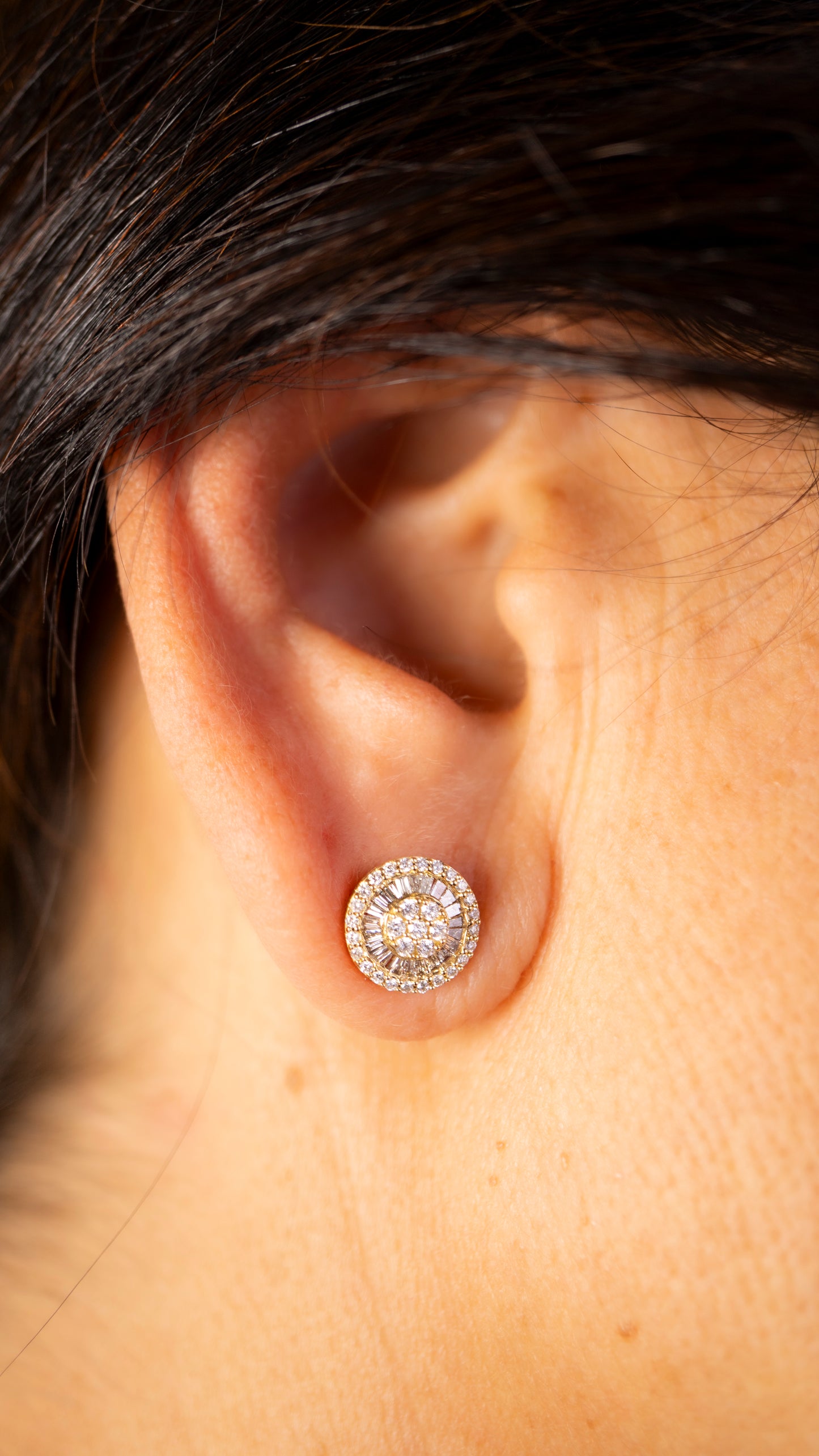 Aretes Halo Baguettes