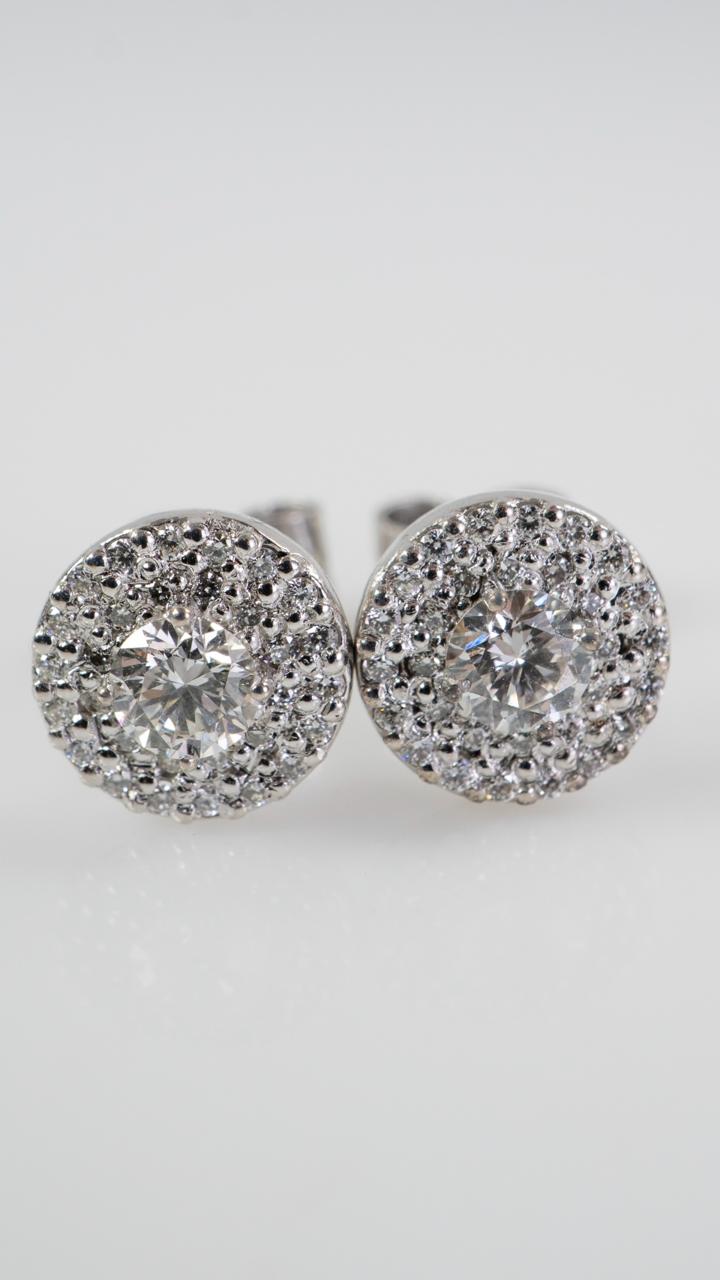 Aretes doble Hallo de diamantes