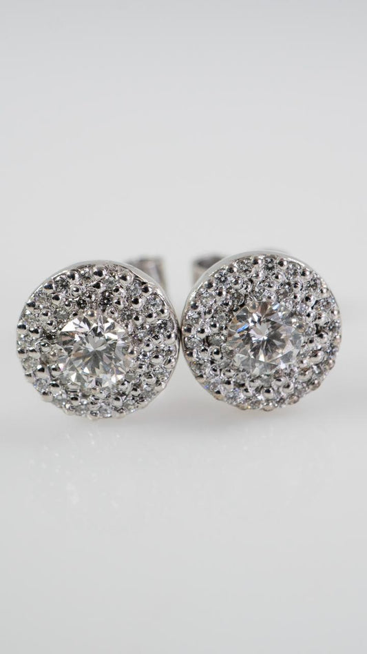 Aretes doble Hallo de diamantes