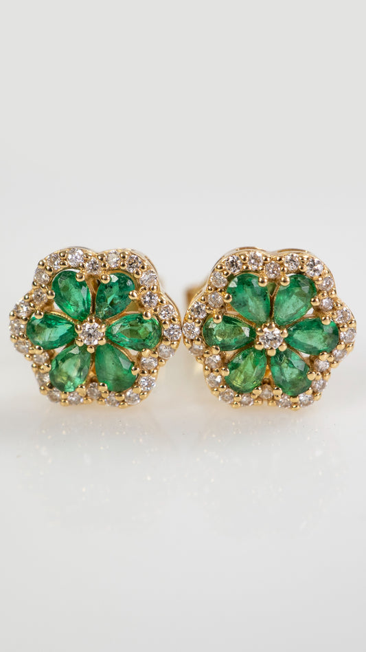 Aretes flor esmeralda