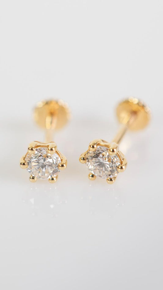 Aretes solitarios bebé