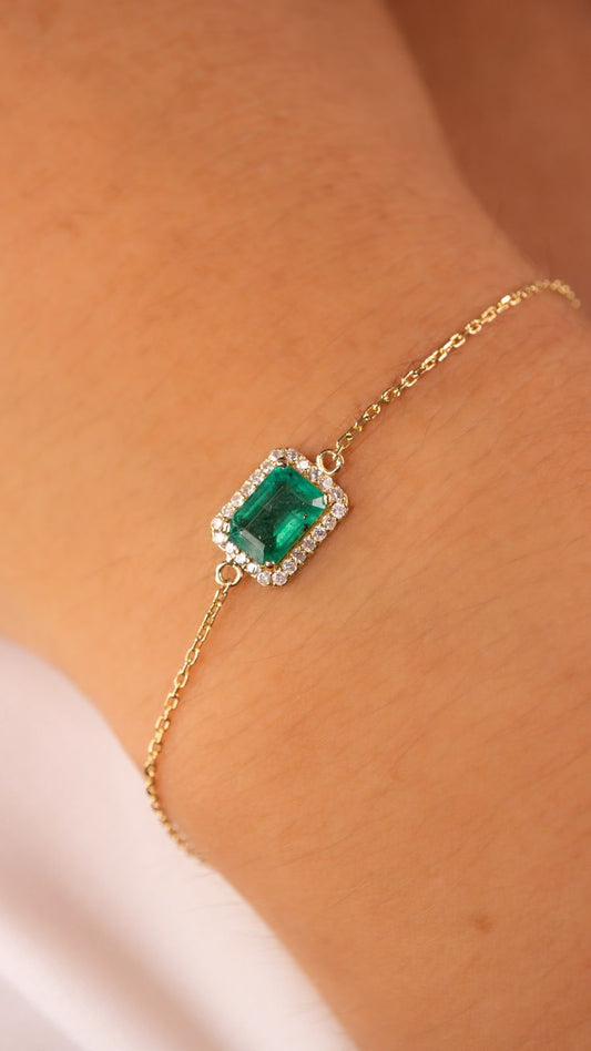 Pulsera de Esmeralda con Diamantes