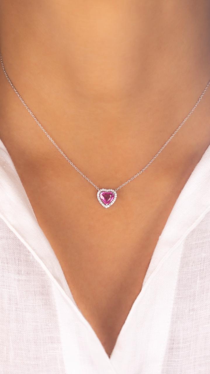 Collar Zafiro Rosa con Diamantes