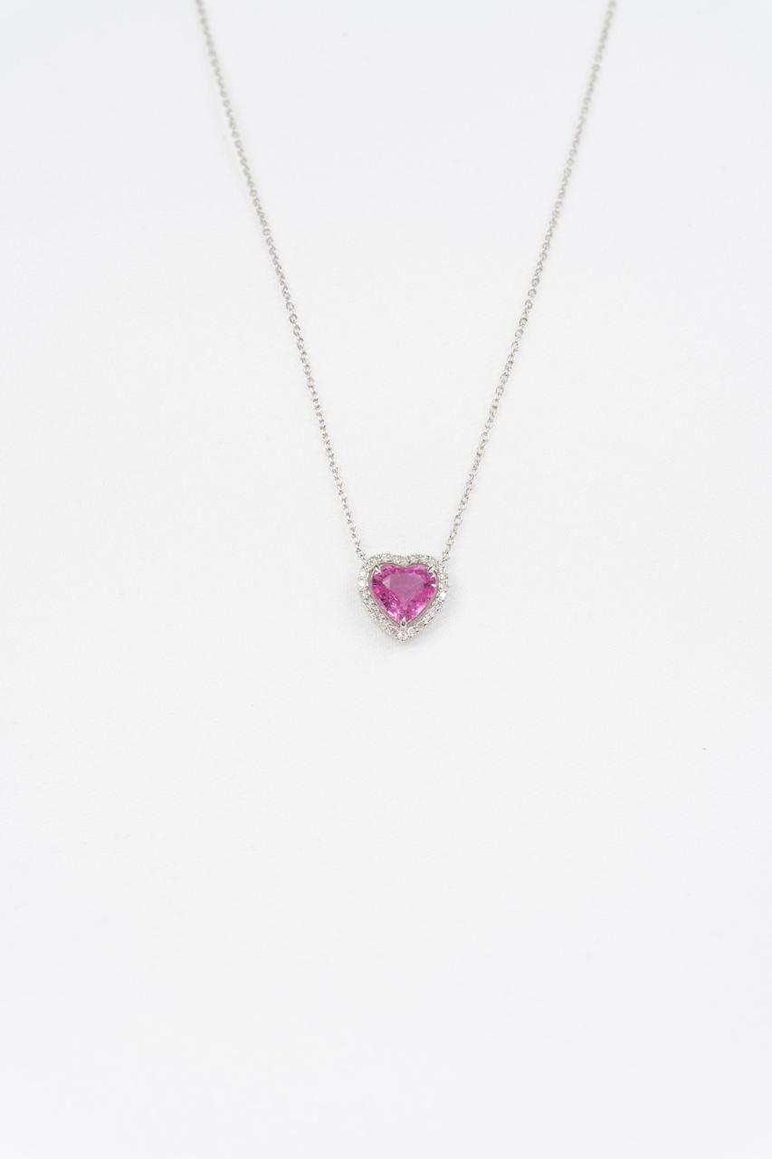 Collar Zafiro Rosa con Diamantes